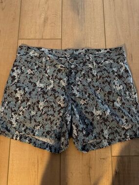 Womens Blue Patterned Casual Shorts